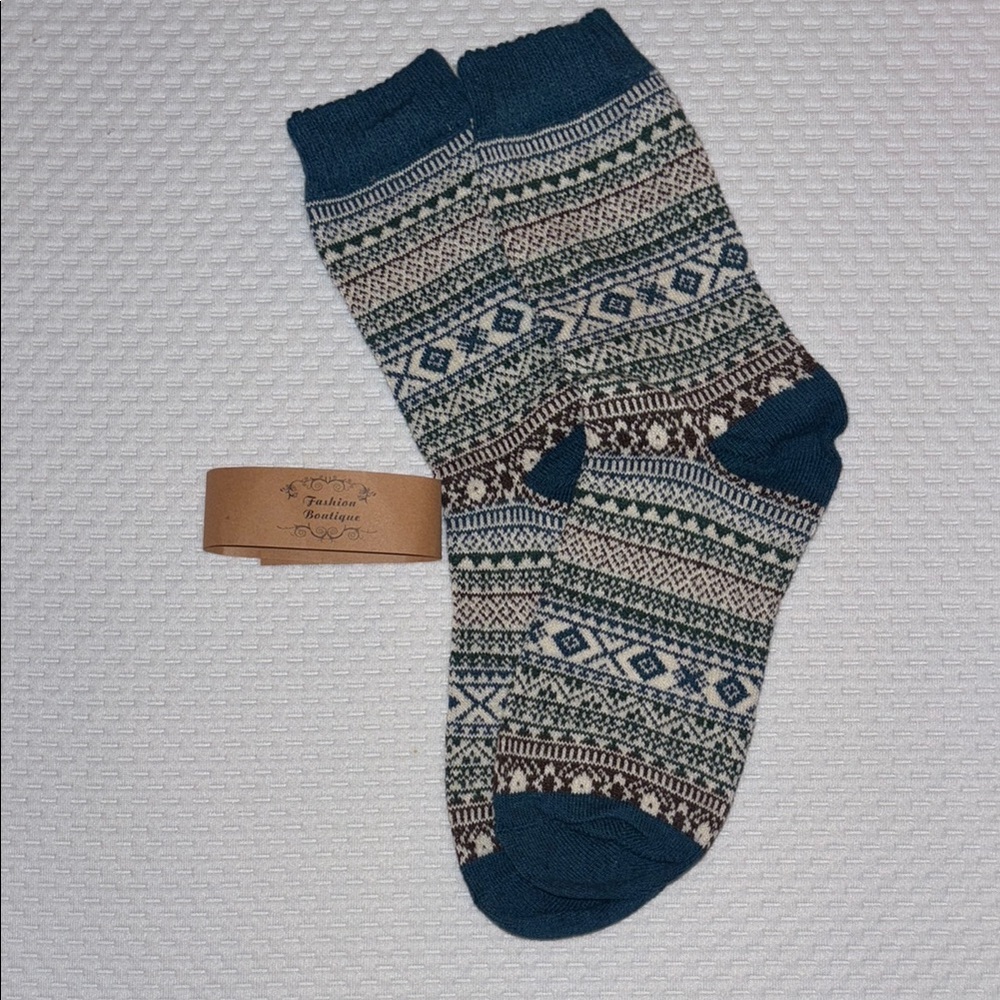 Patterned Blue and Brown Socks